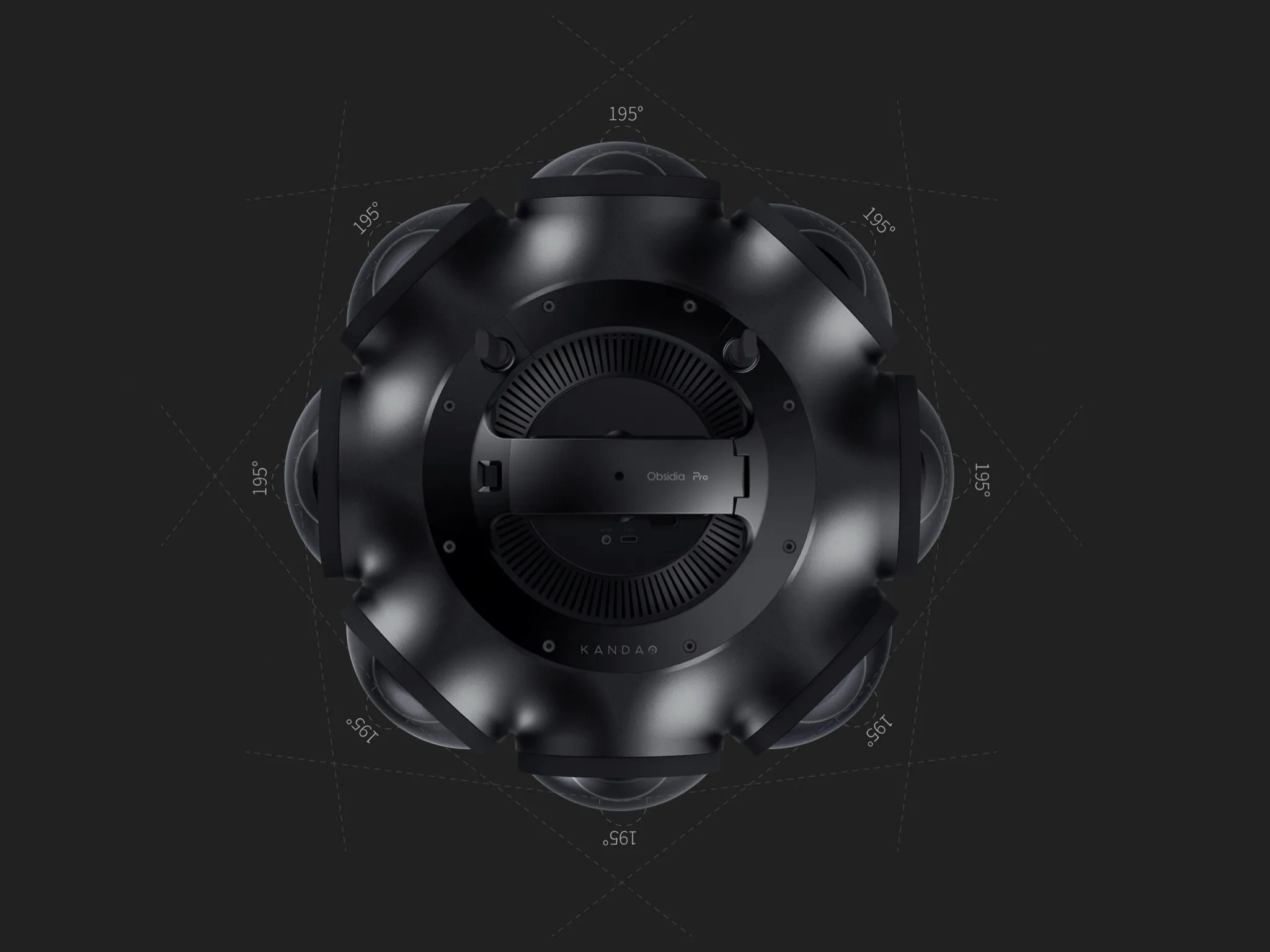 Obsidian Pro, top-down view of the 195° lens coverage
