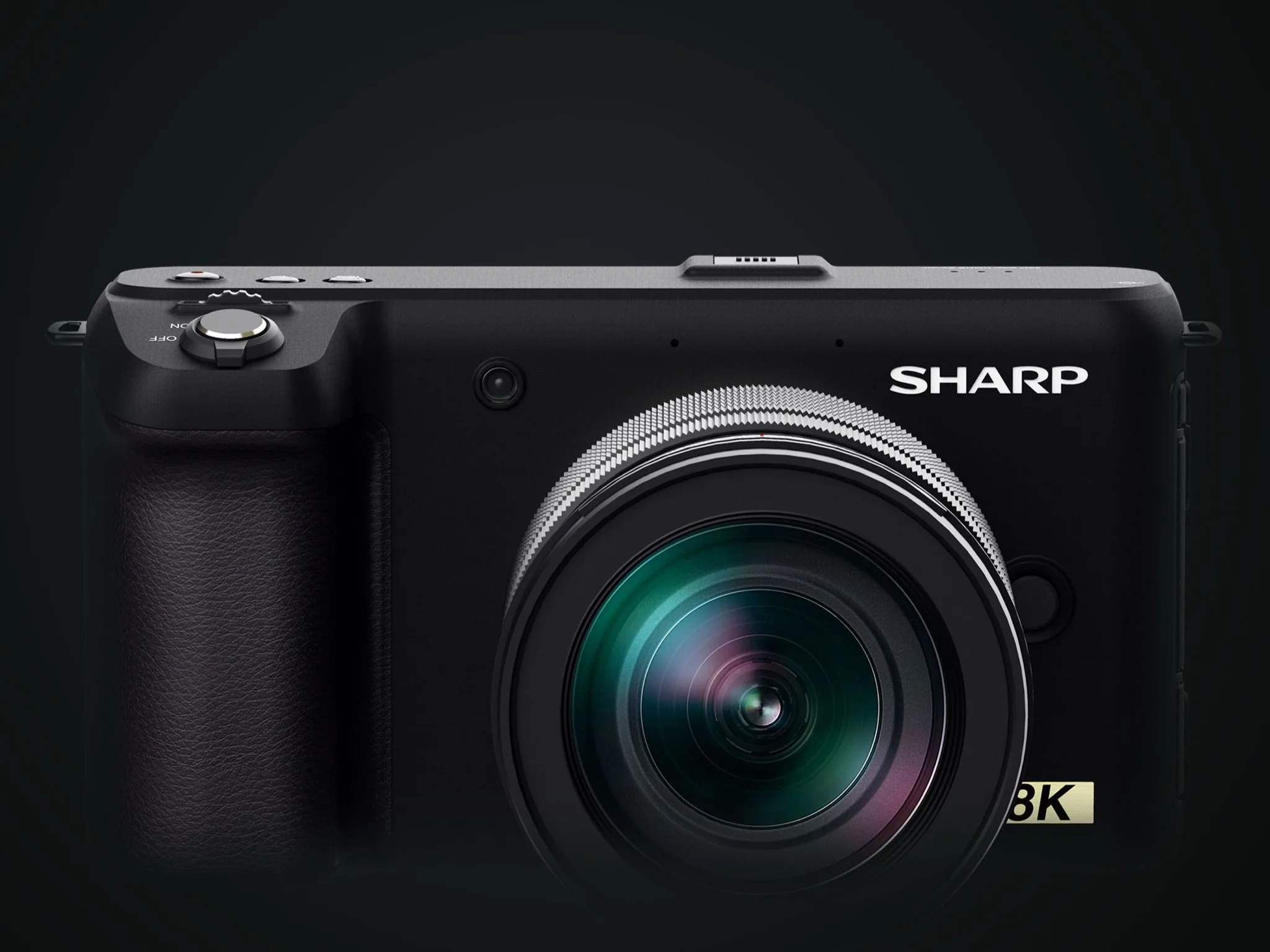 Sharp 8K camera, front view with lens